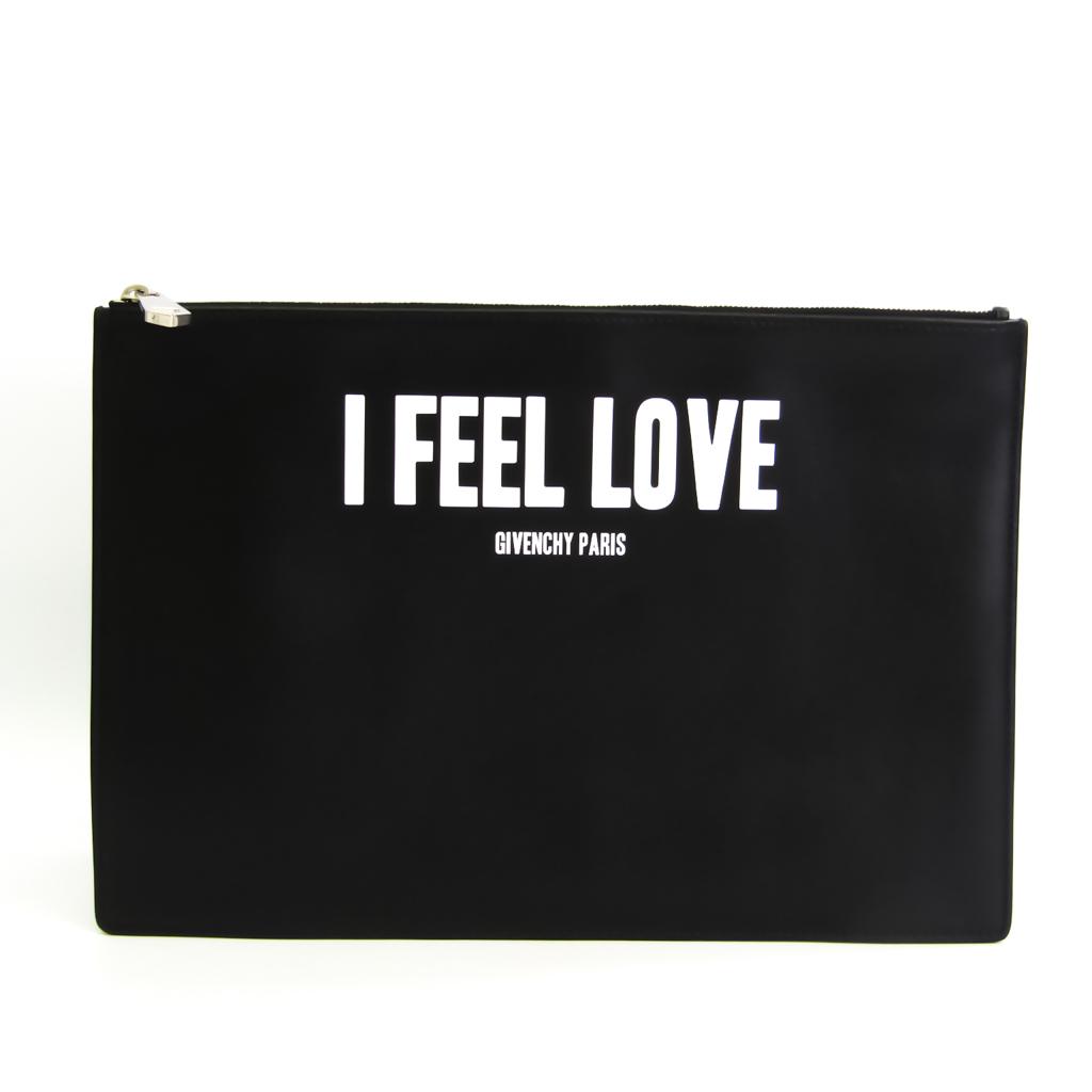 Givenchy I FEEL LOVE Unisex Leather Clutch Bag Black White: Givenchy I FEEL LOVE Unisex Leather Clutch Bag Black White Brand: Givenchy Model: I FEEL LOVE Country of Origin: Italy Type: Clutch bag Material: Leather Leather: Leather/Fur Type: Calfskin Color: Bla