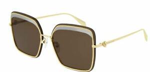 ALEXANDER MCQUEEN AM0222SK 002 Gold Brown Square 62 mm Women's: ALEXANDER MCQUEEN AM0222SK 002 Gold Brown Square 62 mm Women's Brand: Alexander McQueen Department: Women Frame Color: Brown Style: Square Type: Sunglasses New The BIDHAUS Guarantee: All items in this