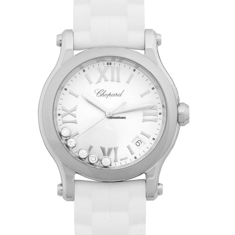 Chopard Happy Sport Diamond White Matte Dial Ladies Watch - 278582-3001: Chopard Happy Sport Diamond White Matte Dial Ladies Watch - 278582-3001 Brand: Chopard Model: Happy Sport Dealer product code: 7050A Movement: Quartz Case material: Steel Bracelet material: Rubber Yea