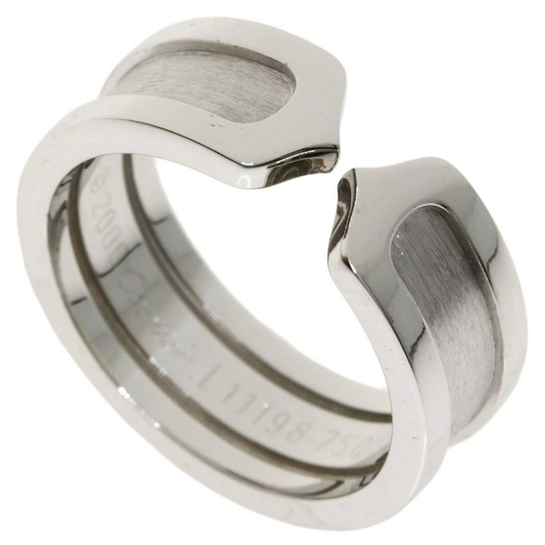 Cartier C2 Ring # 48 / K18 White Gold Ladies CARTIER: Cartier C2 Ring # 48 / K18 White Gold Ladies CARTIER Brand: Cartier Line: C2 Gender: Women Color: White gold Material: White gold (18K) US Size: 4.5-5 Other Size: 48 Width: 6.4mm / 0.25 Weight: 7g / 0