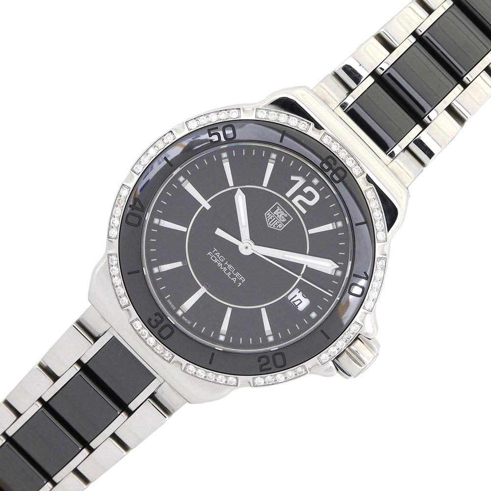 TAG Heuer Formula 1 Diamond Bezel WAH1212 Black Dial Silver Stainless Steel Ceramic Quartz Watch