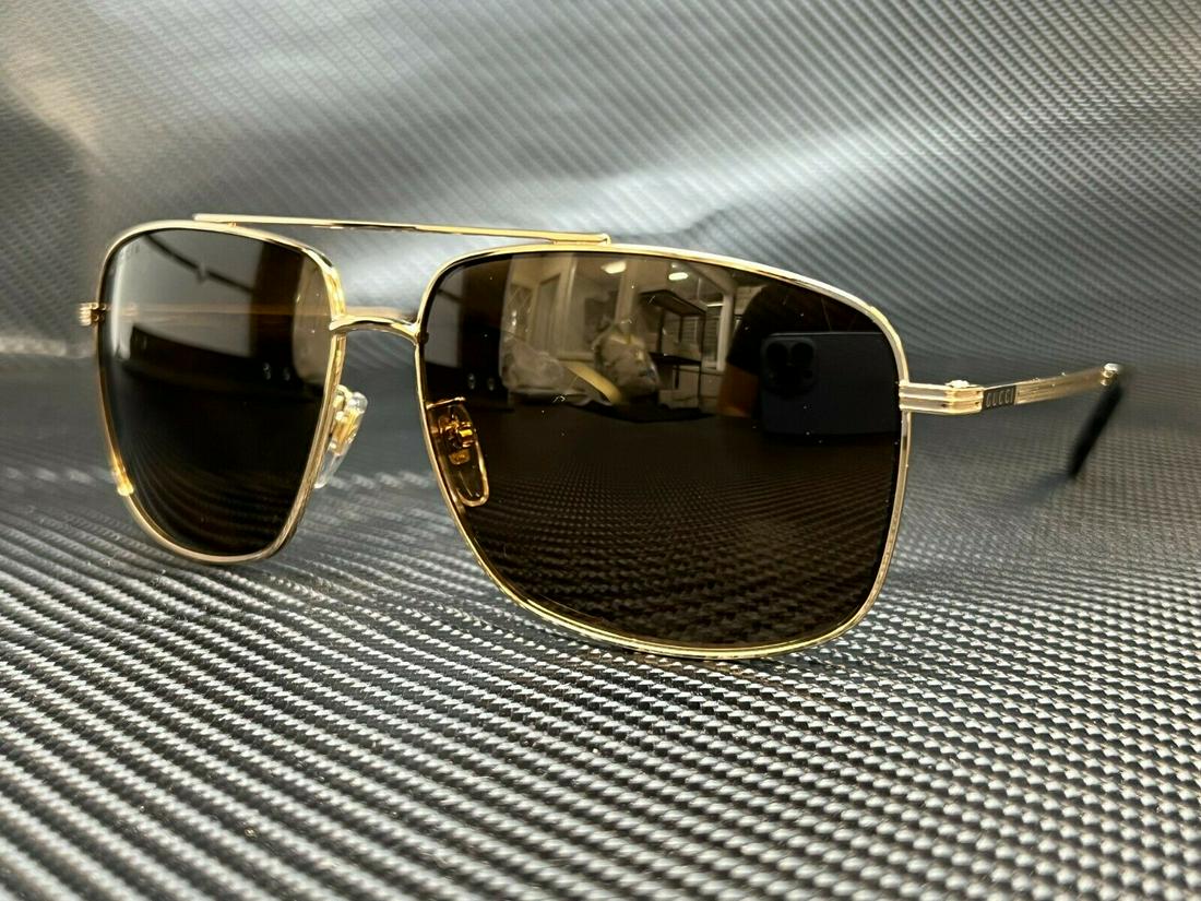 GUCCI GG0836SK 002 Gold Brown Aviator Men's 63 mm Polarized: GUCCI GG0836SK 002 Gold Brown Aviator Men's 63 mm Polarized Lens Material: Plastic Country/Region Of Manufacture: Italy Department: Men Style: Aviator Temple Length: 140 mm Theme: Metal Lens Technolog