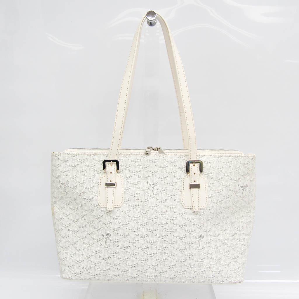 Goyard Women's Coated Canvas Leather Tote Bag Gray White: Goyard Women's Coated Canvas Leather Tote Bag Gray White Brand: Goyard Country of Origin: France Type: Tote bag Gender: Women Material: Coated canvas Leather Coated canvas: Leather: Color: Gray White