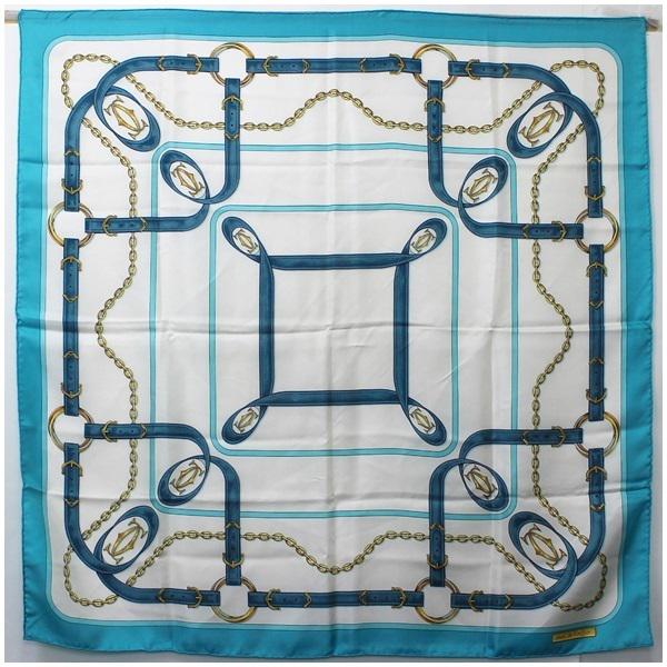 Cartier Must de Silk Scarf White x Blue Pattern Ladies: Cartier Must de Silk Scarf White x Blue Pattern Ladies Brand: Cartier Type: Scarf Gender: Men Women Color: Blue White Size (LxW): 82cm x 82cm / 32.28 x 32.28 A The BIDHAUS Guarantee: All items in this