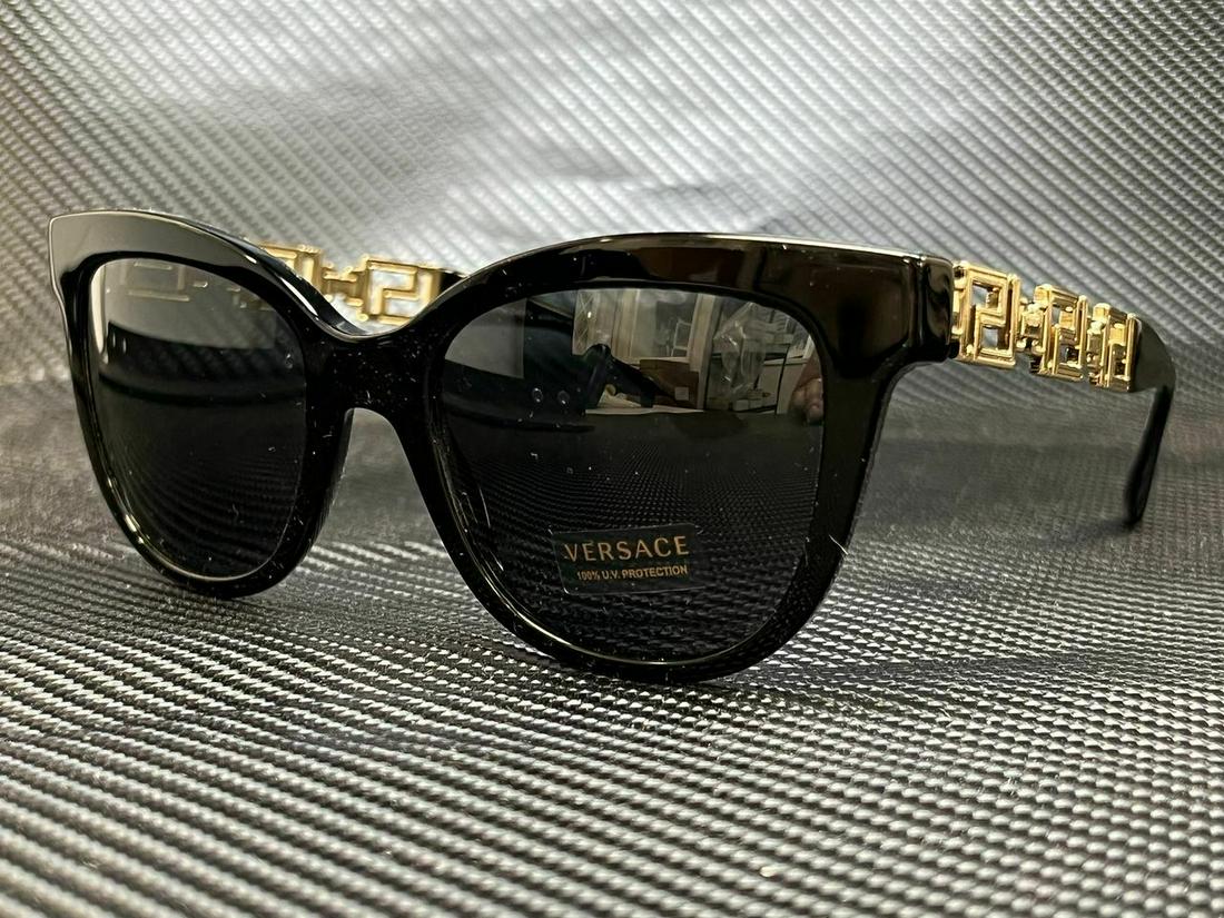 VERSACE VE4394 GB1 87 Black Cat Eye Women's 54 mm: VERSACE VE4394 GB1 87 Black Cat Eye Women's 54 mm Brand: Versace Department: Teens Frame Color: Black Style: Cat Eye Type: Sunglasses New The BIDHAUS Guarantee: All items in this auction are guarantee