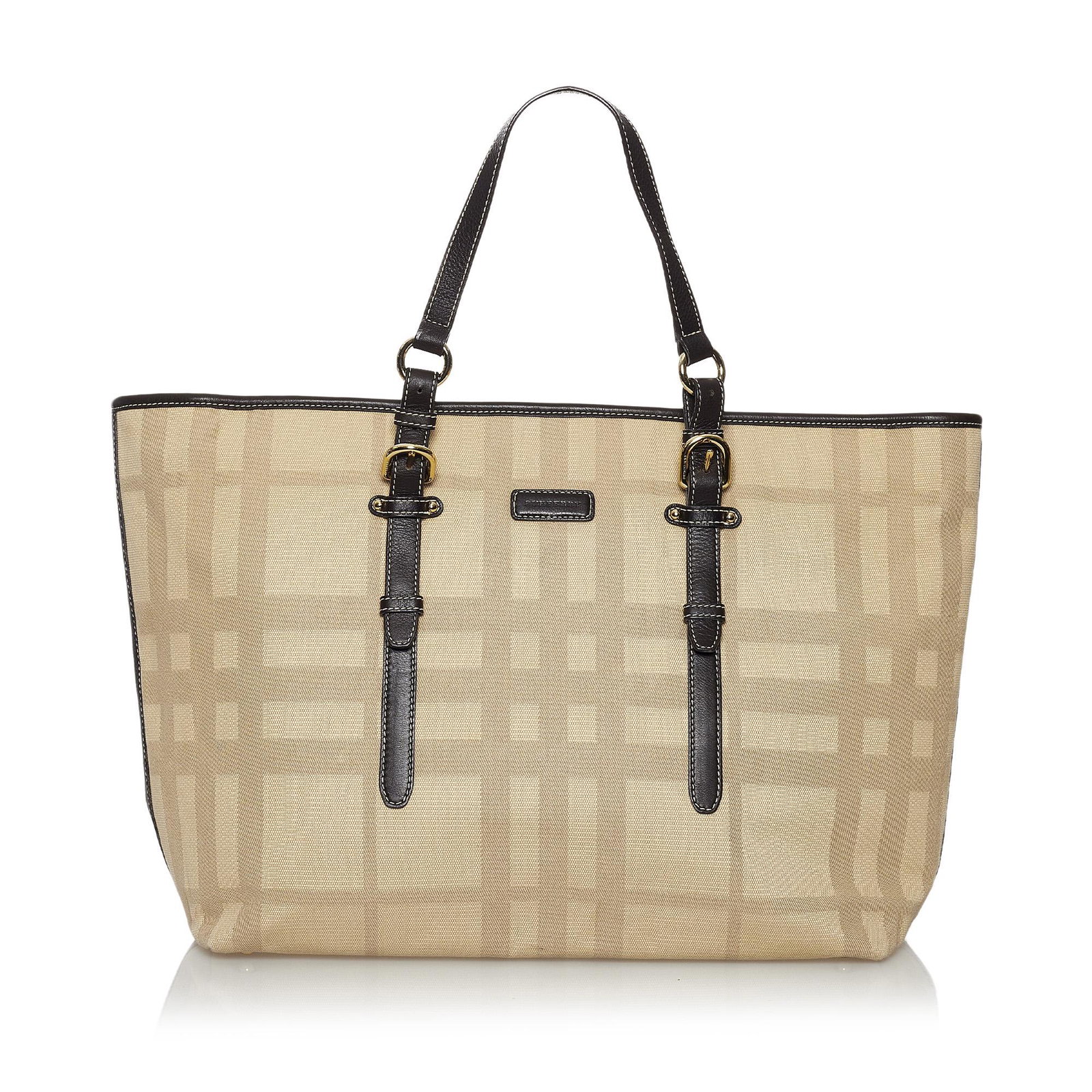 Burberry Canvas Tote Bag: Burberry Canvas Tote Bag This tote bag features a canvas body with leather trim flat leather handles an open top and an interior zip compartment. Brand: Burberry Model: Canvas Tote Bag Origin: United 