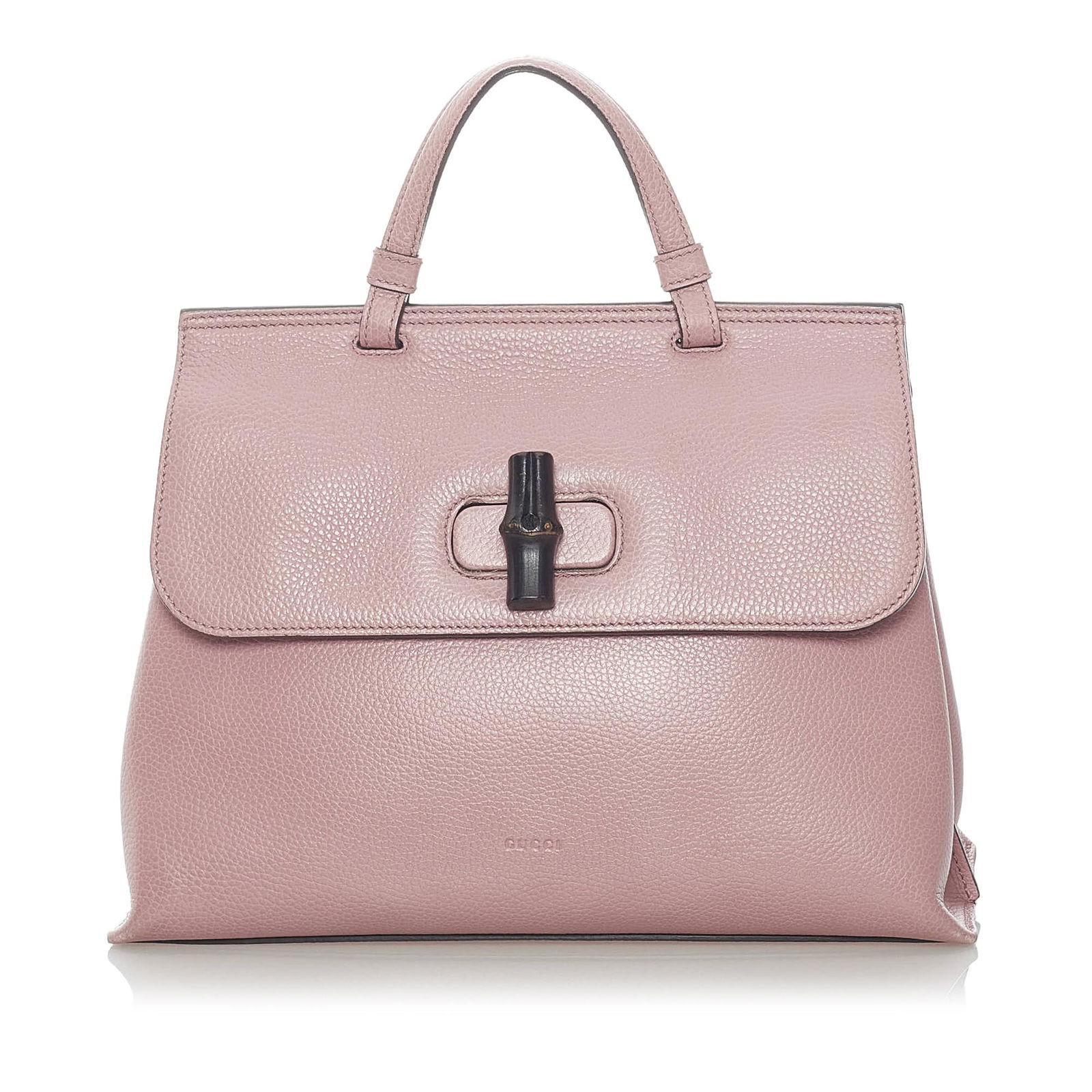 Gucci Bamboo Daily Leather Satchel: Gucci Bamboo Daily Leather Satchel The Daily satchel features a leather body a flat top handle a detachable flat leather strap a front flap with a bamboo bullet twist lock closure and interior zip and