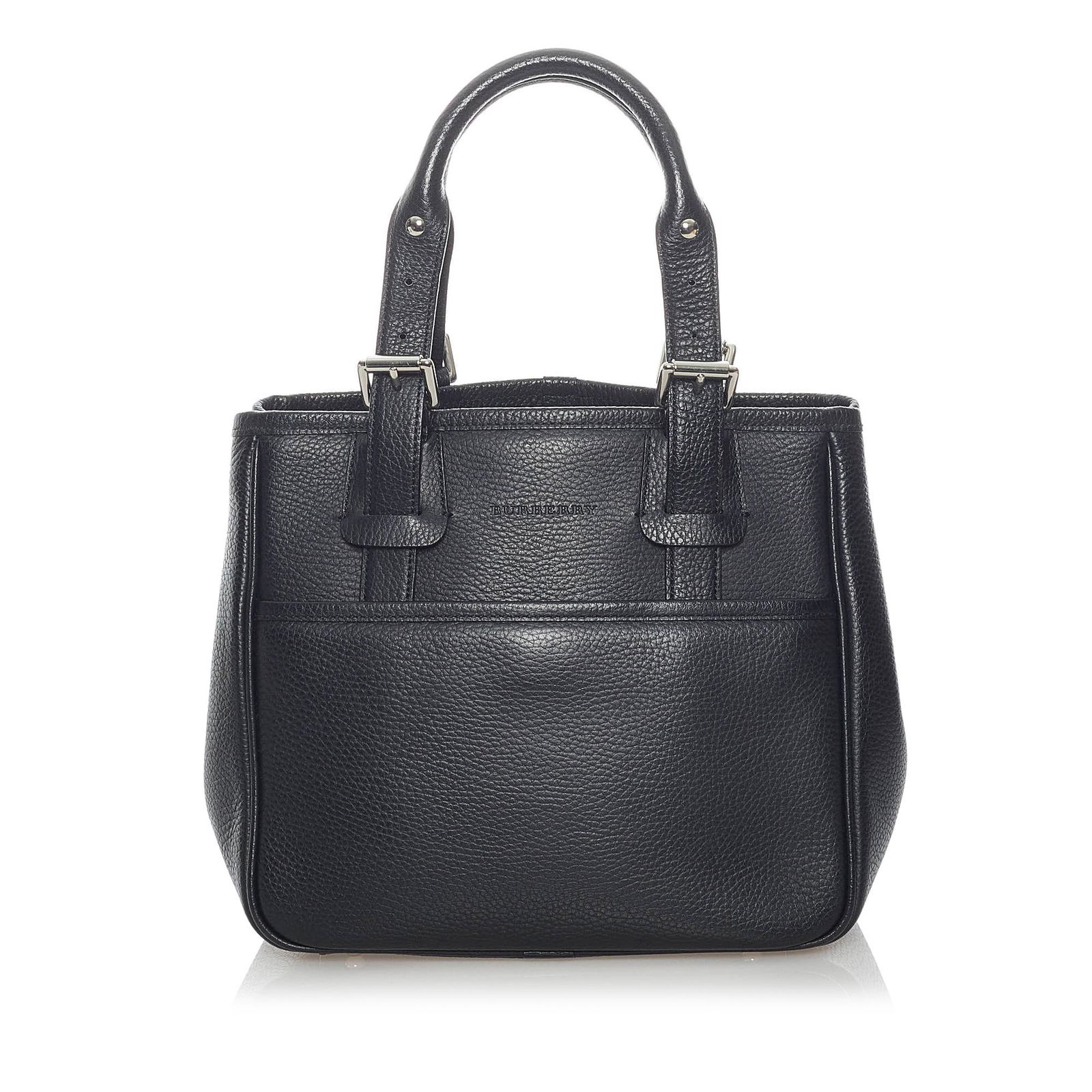 Burberry Leather Handbag: Burberry Leather Handbag This handbag features a leather body rolled leather handles a top zip closure and interior zip and slip pockets. Brand: Burberry Model: Leather Handbag Origin: United Kingdom