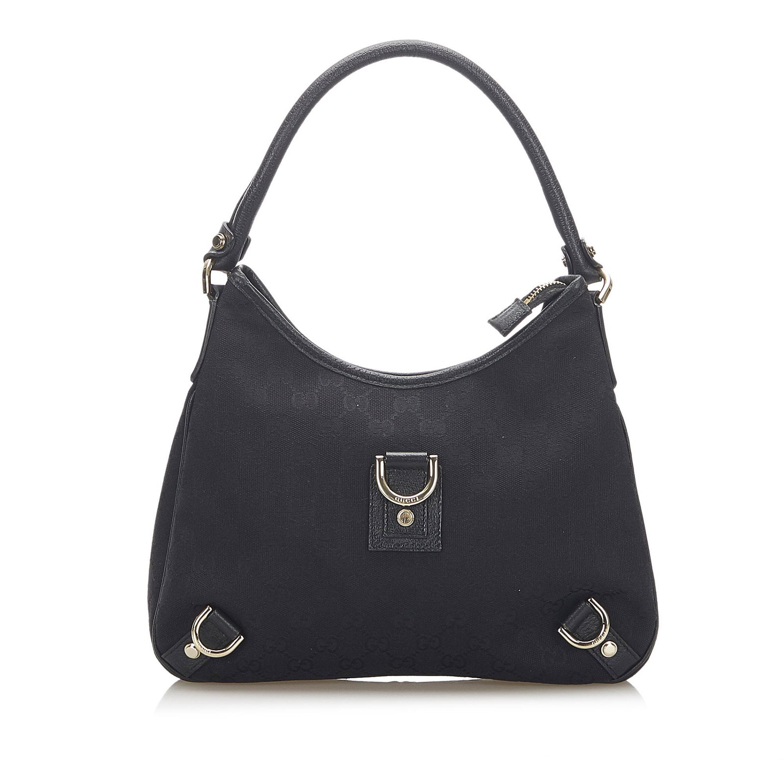 Gucci GG Canvas Abbey Shoulder Bag: Gucci GG Canvas Abbey Shoulder Bag This Abbey features a canvas body with leather trim a rolled leather strap a top zip closure and an interior zip and slip pockets. Brand: Gucci Model: GG Canvas Abbe