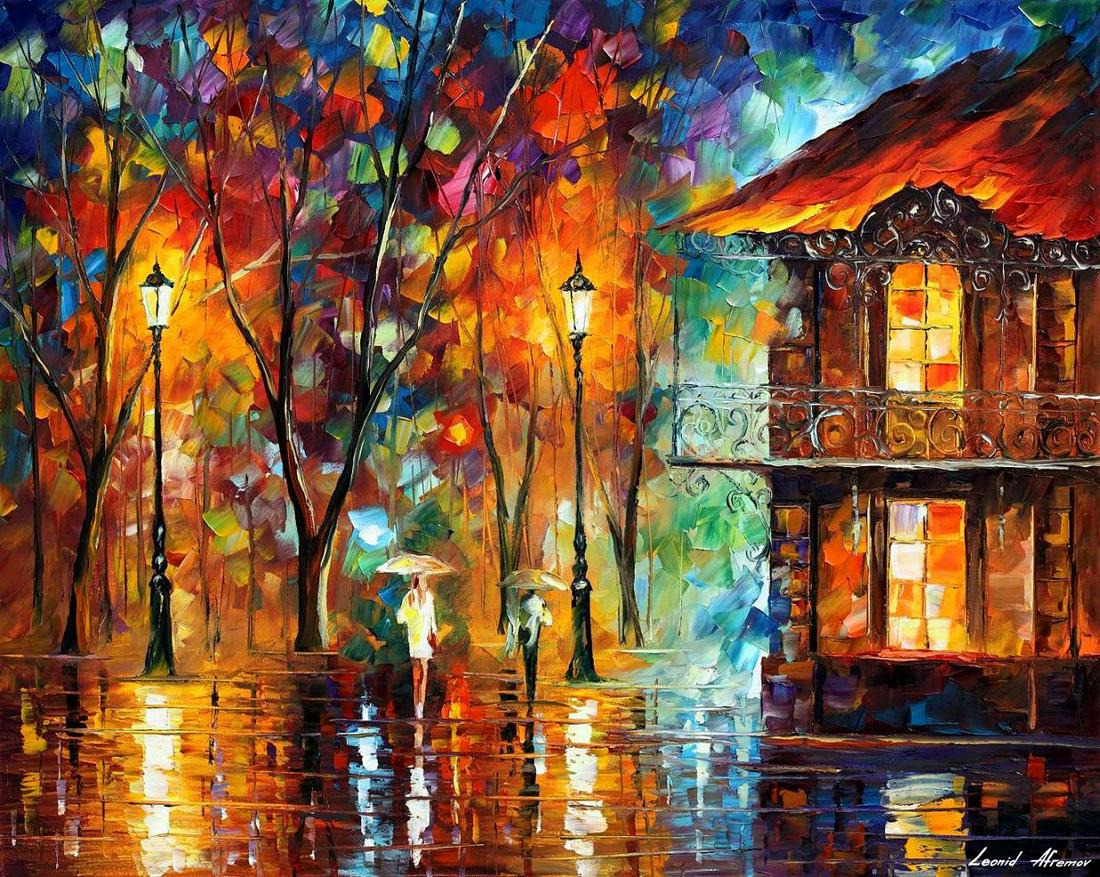 Rain And Energy - Limited Edition 1/25 by Leonid Afremov: Rain And Energy - Limited Edition 1/25 by Leonid AfremovThis is a limited edition giclee hand-painted by Leonid Afremov. This is the first giclee of a small edition of 25 paintings. The rest of the ed