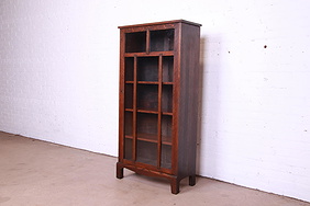 Antique Arts and Crafts Oak Bookcase Cabinet Circa 1900 First Image
