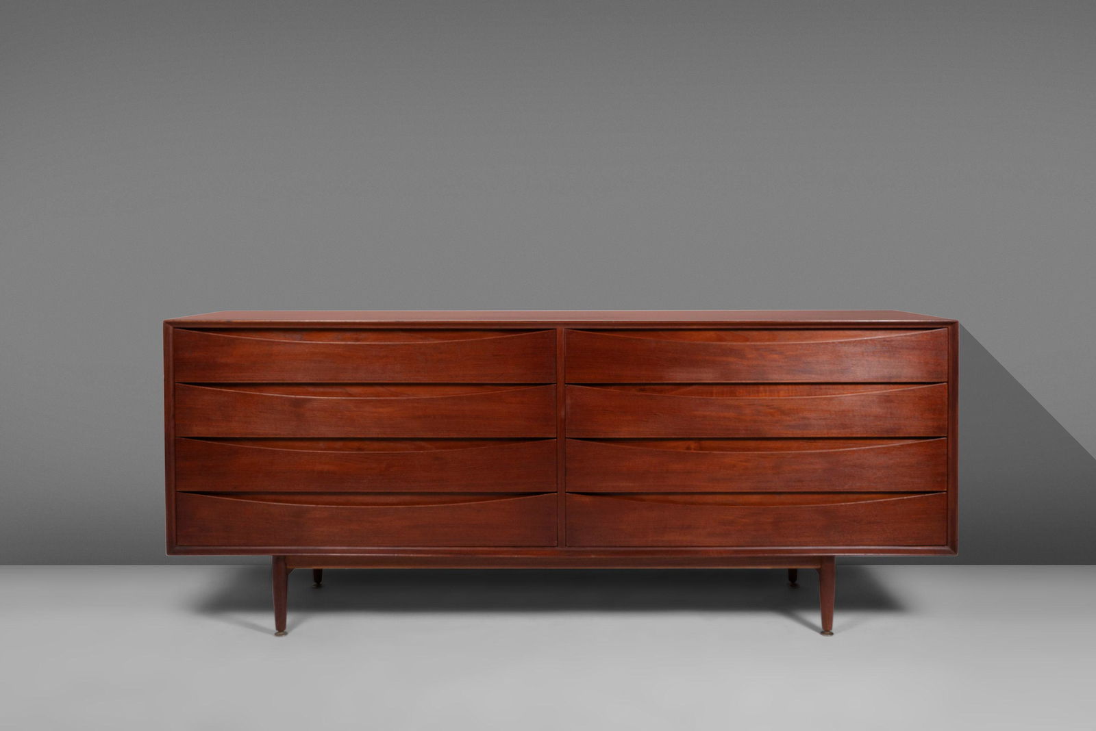 Eight-Drawer 'Triennale' Dresser / Credenza Mod. no. L-32-6 by Arne Vodder for Sibast Mobler: Eight-Drawer 'Triennale' Dresser / Credenza Mod. no. L-32-6 by Arne Vodder for Sibast Mobler Denmark c. 1950s About: An iconic design by Arne Vodder the mod. no. L-32-6 'Triennale' cabinet was produce