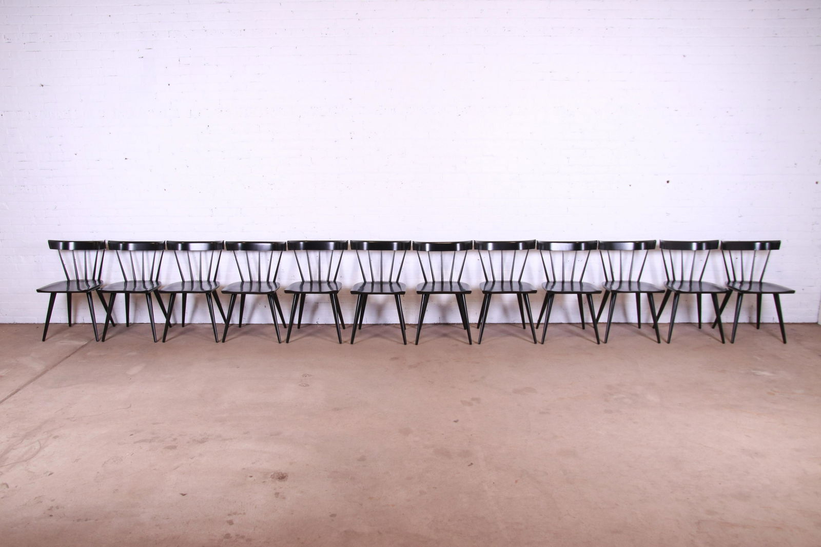Paul McCobb Planner Group Mid-Century Modern Spindle Back Dining Chairs Set of Twelve: Paul McCobb Planner Group Mid-Century Modern Spindle Back Dining Chairs Set of Twelve An exceptional set of twelve iconic mid-century modern spindle back dining chairs By Paul McCobb for Winchendon Fu