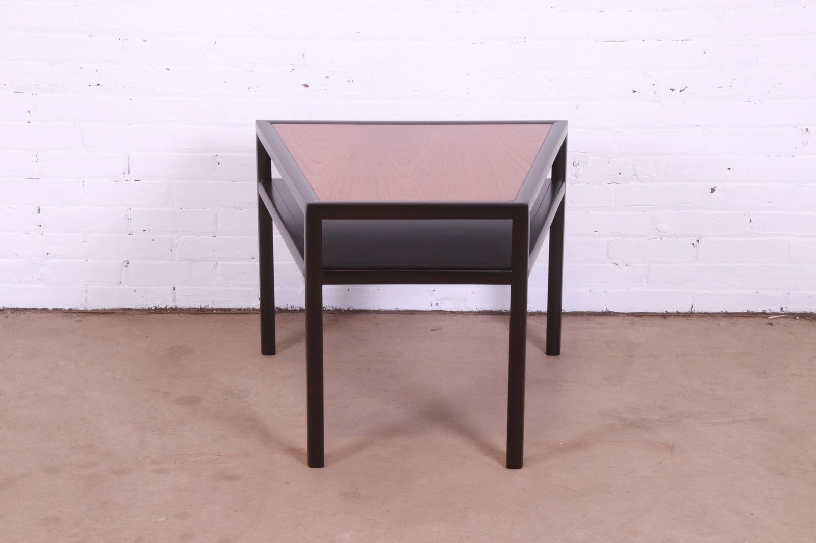 Michael Taylor for Baker Furniture Teak and Ebonized Occasional Side Table Newly Refinished: Michael Taylor for Baker Furniture Teak and Ebonized Occasional Side Table Newly Refinished A gorgeous mid-century modern two-tier wedge occasional side table or tea table By Michael Taylor for Baker