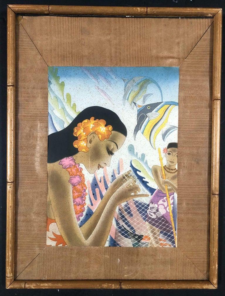Frank McIntosh Set of 2 Orignal Prints "Luau" and "Fishing Net" with Tiki Frames: Frank McIntosh Set of 2 Orignal Prints "Luau" and "Fishing Net" with Tiki Frames Creator: Frank Macintosh (Artist) Dimensions: Height: 17.300 in. (43.95 cm) Dimensions: Width: 13.000 in. (33.02 cm) Di