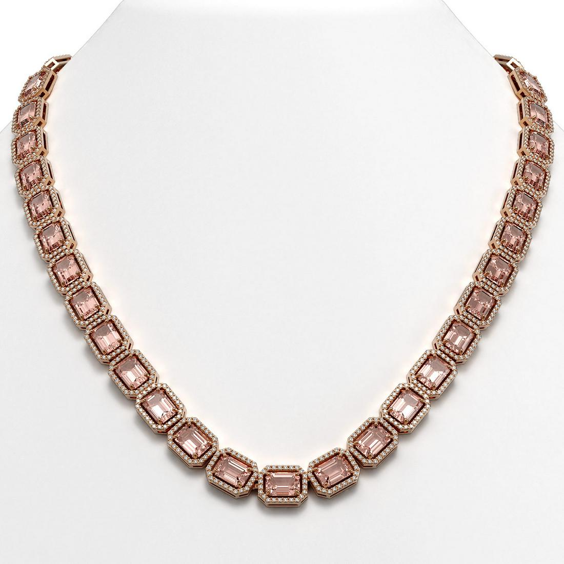 50.99 ctw Morganite & Diamond Micro Pave Halo Necklace 10k Rose: 50.99 ctw Morganite & Diamond Micro Pave Halo Necklace 10k Rose 50.99 ctw Morganite & Diamond Micro Pave Halo Necklace 10k Rose Gold Designer Brand Luxury Jewelrymade in the USA Suggested Retail Price