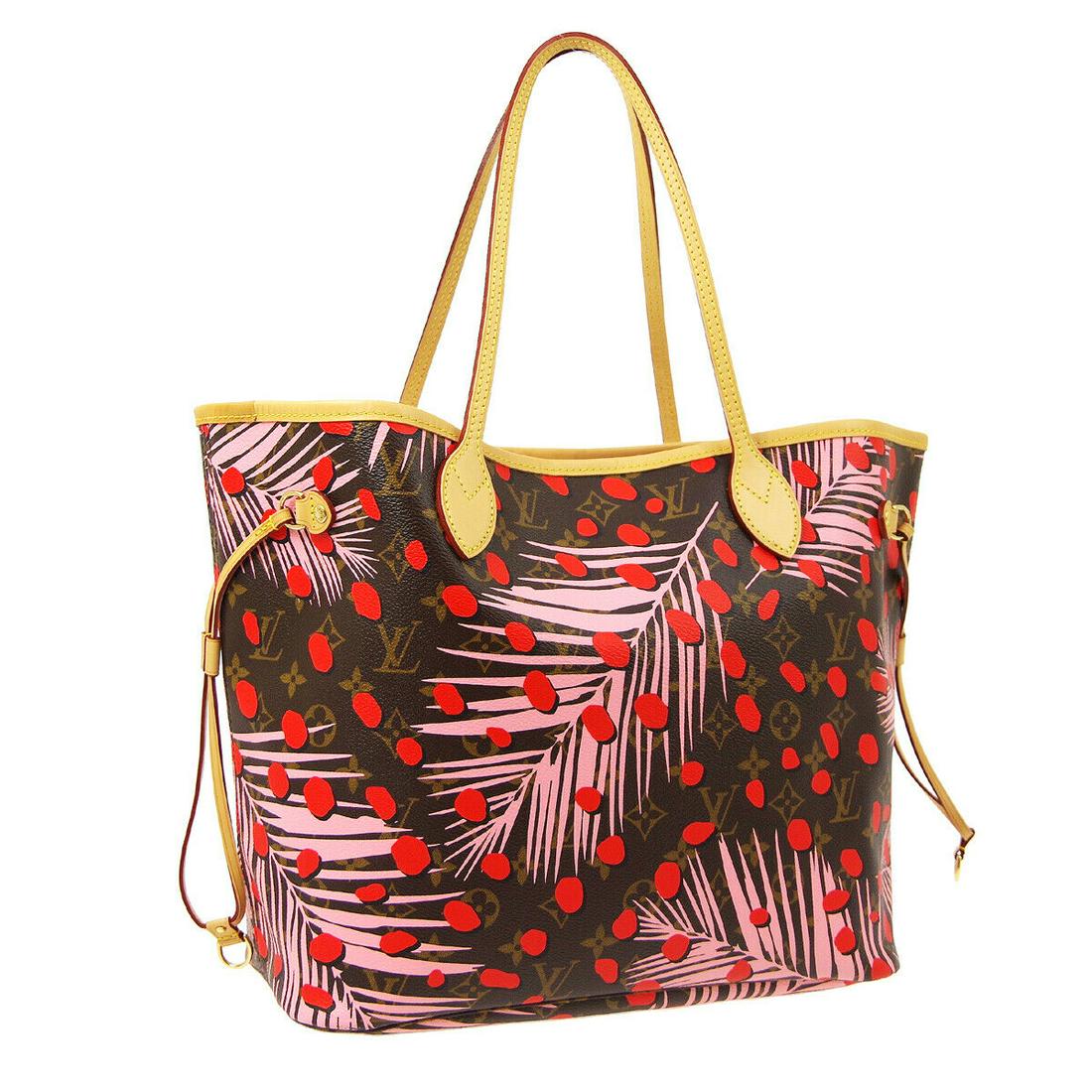 LOUIS VUITTON NEVERFULL MM SHOULDER TOTE BAG JUNGLE DOT M41979: LOUIS VUITTON NEVERFULL MM SHOULDER TOTE BAG JUNGLE DOT M41979 Features: Inner Pockets Handle Style: Double Handles Pattern: Monogram Lining Material: Canvas Bag Height: 11.4 Size: Large Exterior Mate