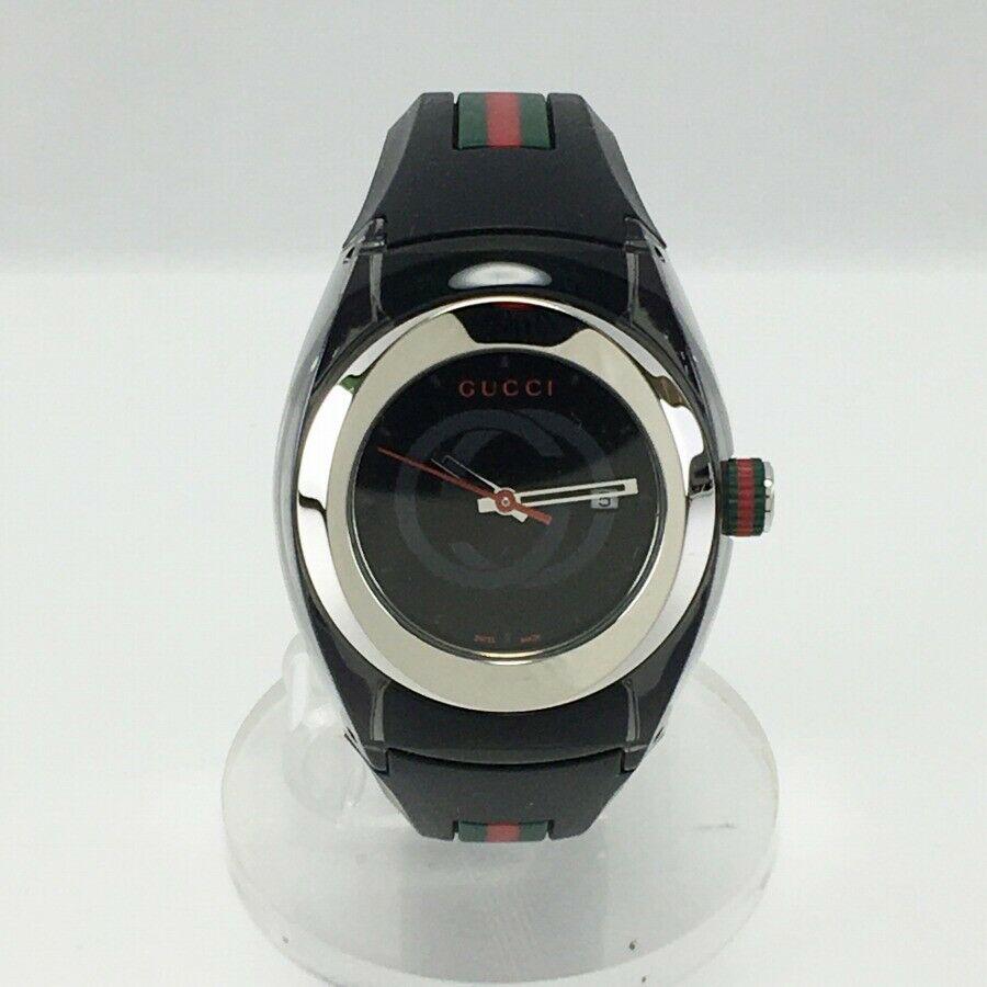 Unisex black swiss sync gucci striped rubber strap watch cheap