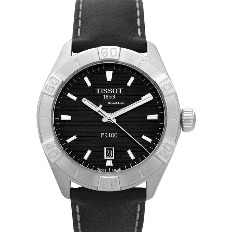 Tissot T-Classic Quartz Black Dial Stainless Steel Men's Watch -: Tissot T-Classic Quartz Black Dial Stainless Steel Men's Watch - Brand: Tissot Model: PR 100 Dealer product code: 30237A Movement: Quartz Case material: Steel Bracelet material: Leather Year of produc