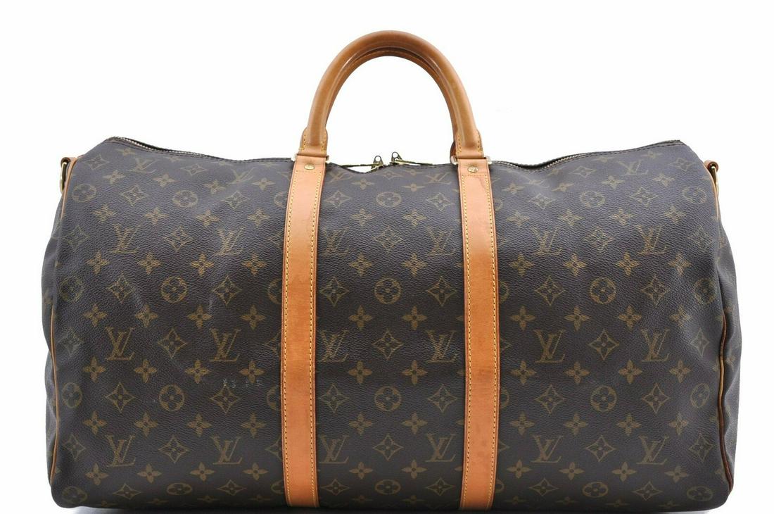 Louis Vuitton Monogram Keepall Bandouliere 50 Boston Bag M41416 LV: Louis Vuitton Monogram Keepall Bandouliere 50 Boston Bag M41416 LV Brand: Louis Vuitton Bag Length: 19.5inches(50cm) Bag Height: 10inches(25cm) Bag Depth: 8.5inches(22cm) Handle Drop: 3.9inches(10cm) 