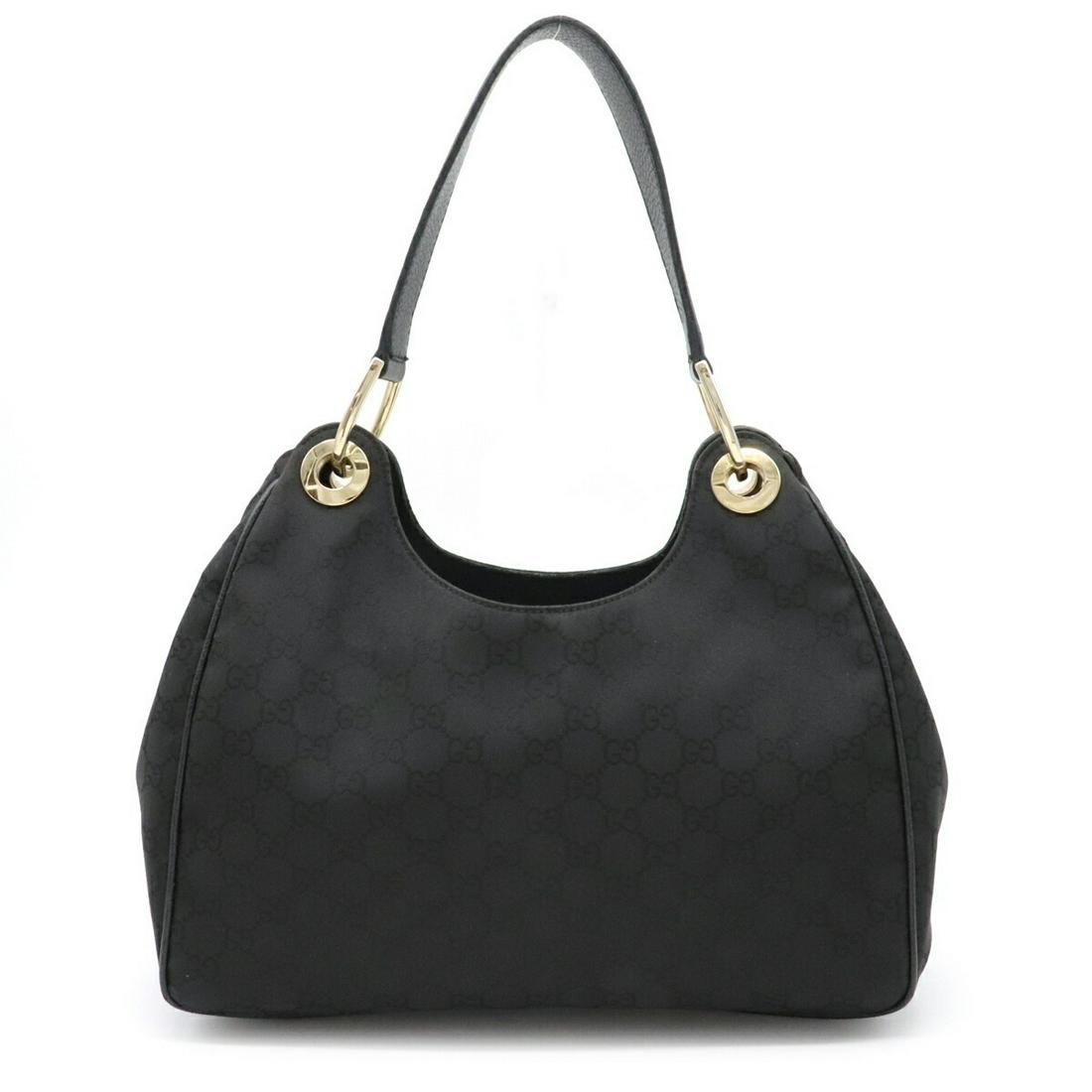GUCCI Gucci GG nylon shoulder bag handbag black: GUCCI Gucci GG nylon shoulder bag handbag black Type: Shoulder bag Handbag Material: Nylon Leather Nylon: Leather: Color: Black : Size (HxWxD): 22cm x 30cm x 11cm / 8.66 x 11.81 x 4.33 Brand: Gucci Co