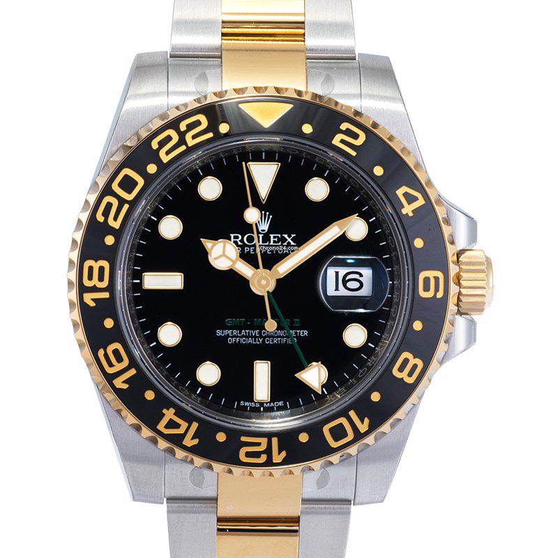 Rolex GMT-Master II 18kt Yellow Gold Automatic Black Dial Automatic Men's Watch - 116713LN: Rolex GMT-Master II 18kt Yellow Gold Automatic Black Dial Automatic Men's Watch - 116713LN Brand: Rolex Model: GMT-Master II Dealer product code: 392A Movement: Automatic Case material: Steel Bracelet