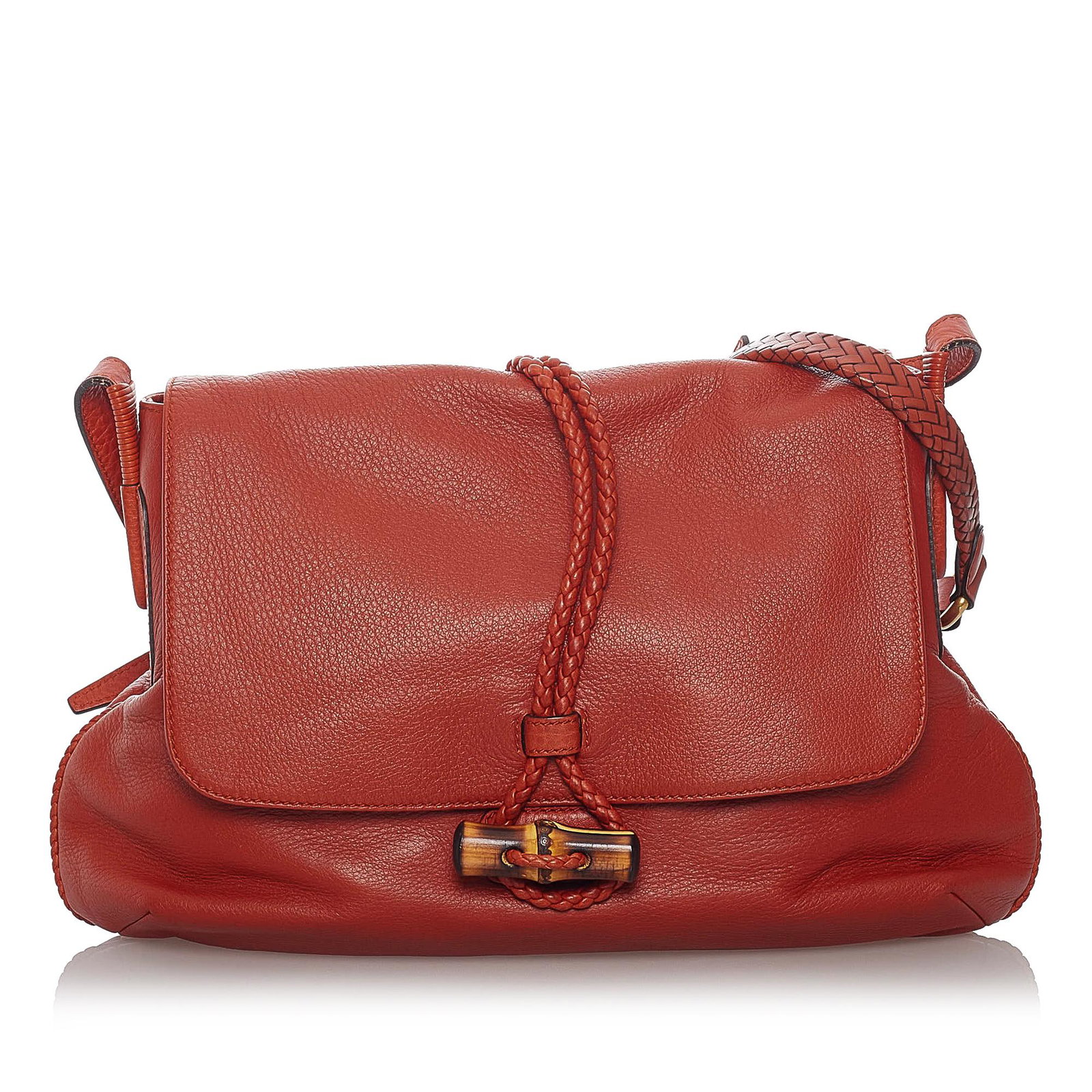 Gucci Bamboo Hip Leather Crossbody Bag: Gucci Bamboo Hip Leather Crossbody Bag The Hip crossbody bag features a leather body an adjustable flat strap a front flap with bamboo frog closure and interior zip and slip pockets. Brand: Gucci Mode
