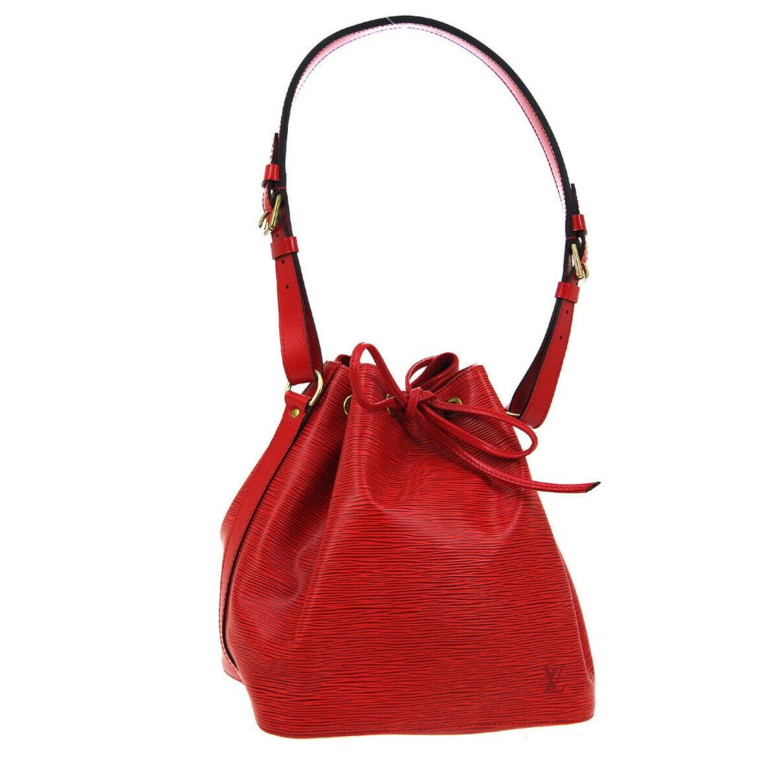 LOUIS VUITTON PETIT NOE DRAWSTRING SHOULDER BAG RED EPI M44107 AR1914: LOUIS VUITTON PETIT NOE DRAWSTRING SHOULDER BAG RED EPI M44107 AR1914 Size: Medium Accents: Logo Model: LOUIS VUITTON PETIT NOE Style: Shoulder Bag Handle Style: Shoulder Strap Bag Height: 10.4 Produc