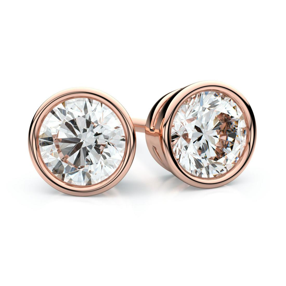 14k Rose Gold Bezel Set Round Brilliant Diamond Stud Earrings (1 Ct. T.w., Si1-si2 Clarity, L-m: 14k Rose Gold Bezel Set Round Brilliant Diamond Stud Earrings (1 Ct. T.w., Si1-si2 Clarity, L-m Color) These Enchanting Diamond Stud Earrings Come Set In 14krose Metal With A Bezel Setting And Breatht