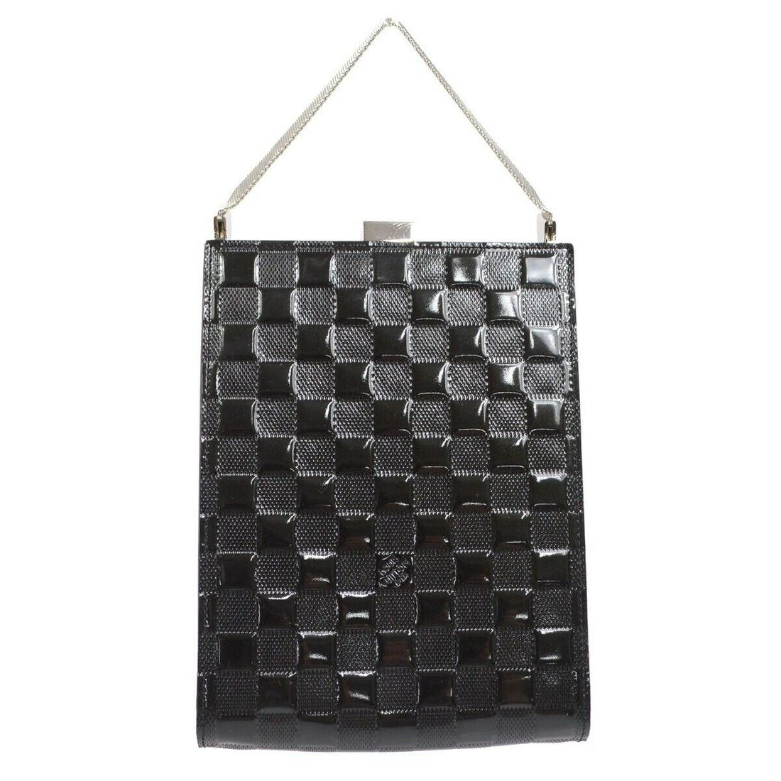 LOUIS VUITTON ANGE GM CHAIN HAND BAG NOIR DAMIER VERNIS M92103 CA1010: LOUIS VUITTON ANGE GM CHAIN HAND BAG NOIR DAMIER VERNIS M92103 CA1010 Bag Width: 6.7 Pattern: Check Bag Height: 9.1 Closure: Zipper Occasion: Party/Cocktail Size: Small Handle Style: Top Handle Lining