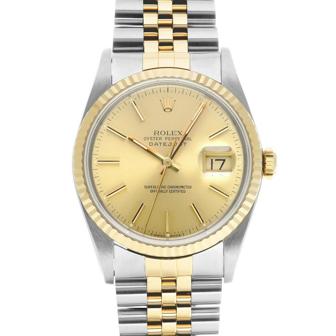 Rolex Datejust 16233G Yellow Gold Stainless Champagne Dial Men's Watch: Rolex Datejust 16233G Yellow Gold Stainless Champagne Dial Men's Watch Brand: Rolex Type: Wristwatch Pre-Owned The BIDHAUS Guarantee: All items in this auction are guaranteed authentic and come with a