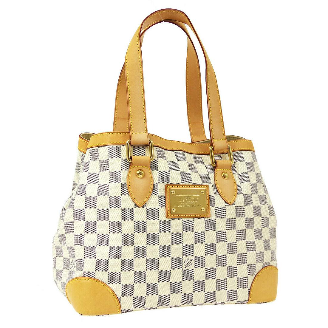 LOUIS VUITTON HAMPSTEAD PM HAND BAG MI0029 PURSE DAMIER AZUR CANVAS N51207: LOUIS VUITTON HAMPSTEAD PM HAND BAG MI0029 PURSE DAMIER AZUR CANVAS N51207 Size: Medium Accents: Logo Model: Damier Azur Style: Hand Bag Handle Style: Double Handles Bag Height: 9.4 Product Line: LOUI