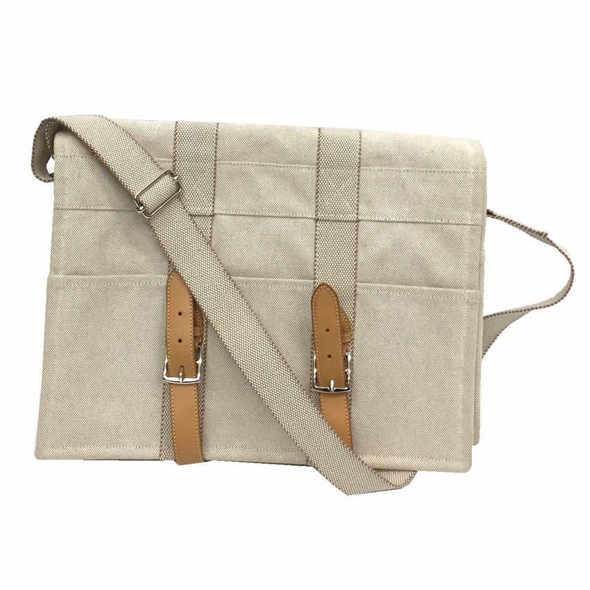 HERMES baby line mother's back messenger bag shoulder canvas Hermes: HERMES baby line mother's back messenger bag shoulder canvas Hermes Brand: Hermes Type: Messenger bag Shoulder bag Material: Canvas Leather Canvas: Leather: Color: Natural Closure: Belt Inner Pocket: