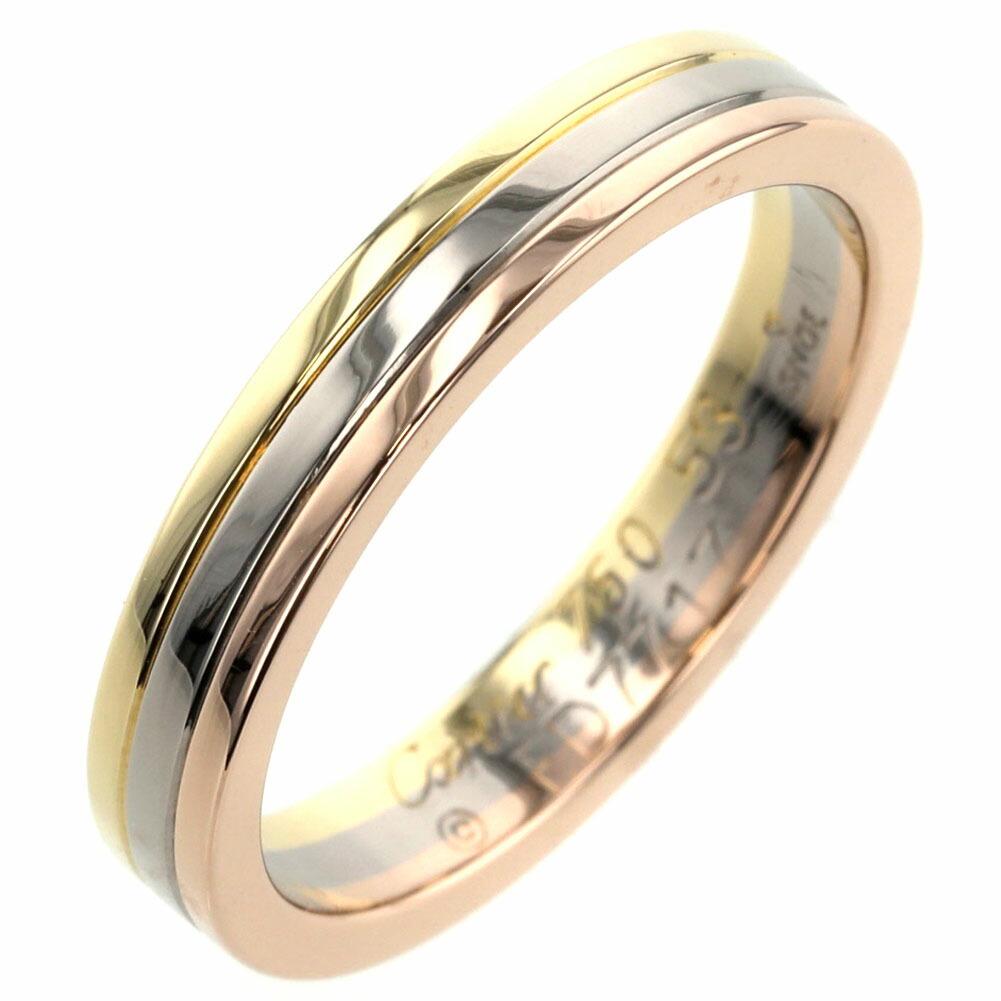 Cartier Ring Three Color Width Approx. 3.5mm K18 White Gold Yellow Pink No. 13 Ladies CARTIER: Cartier Ring Three Color Width Approx. 3.5mm K18 White Gold Yellow Pink No. 13 Ladies CARTIER Brand: Cartier Gender: Women Material: Pink gold (18K) White gold (18K) Yellow gold (18K) US Size: 6.5 Wid