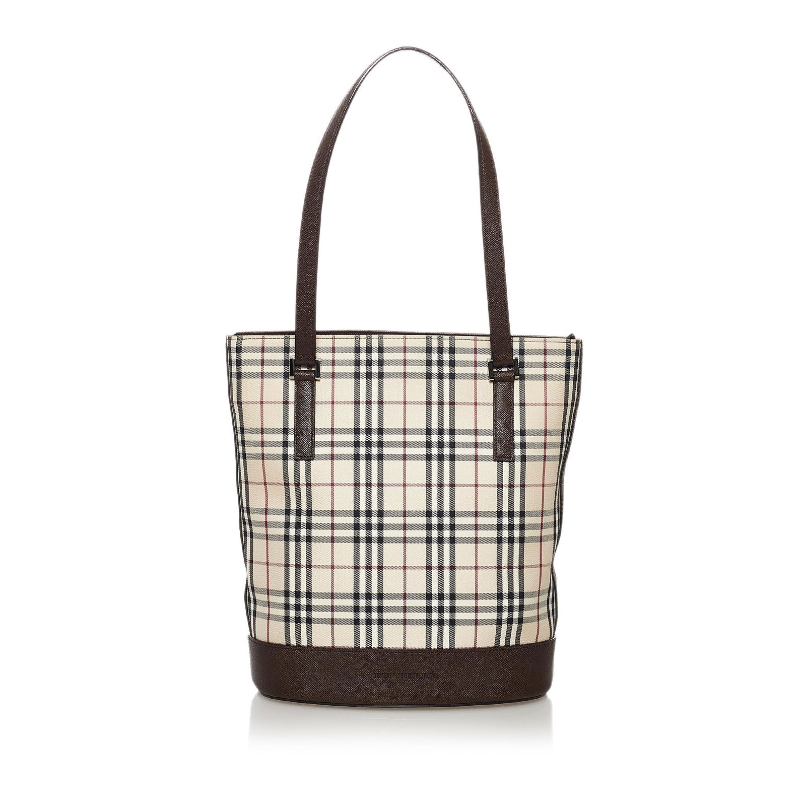 Burberry House Check Canvas Tote Bag: Burberry House Check Canvas Tote Bag This tote bag features a canvas body with leather trim flat leather handles a top zip closure and interior zip and slip pockets. Brand: Burberry Model: House Check