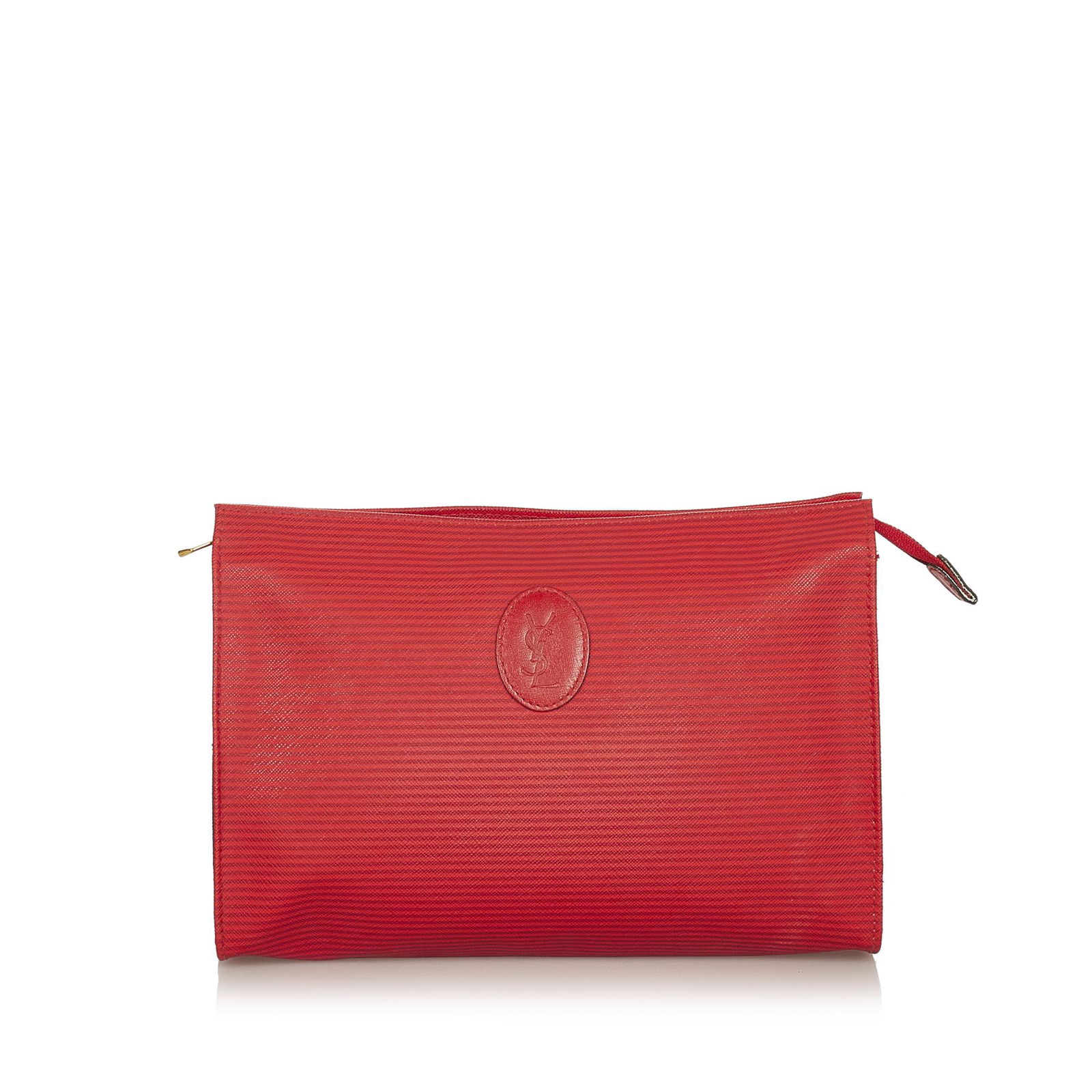 YSL Canvas Clutch Bag: YSL Canvas Clutch Bag This clutch bag features a canvas body and a top zip closure. Brand: YSL Model: Canvas Clutch Bag Origin: France Category: Bags Color: Red Style: Others Material: Fabric Conditio