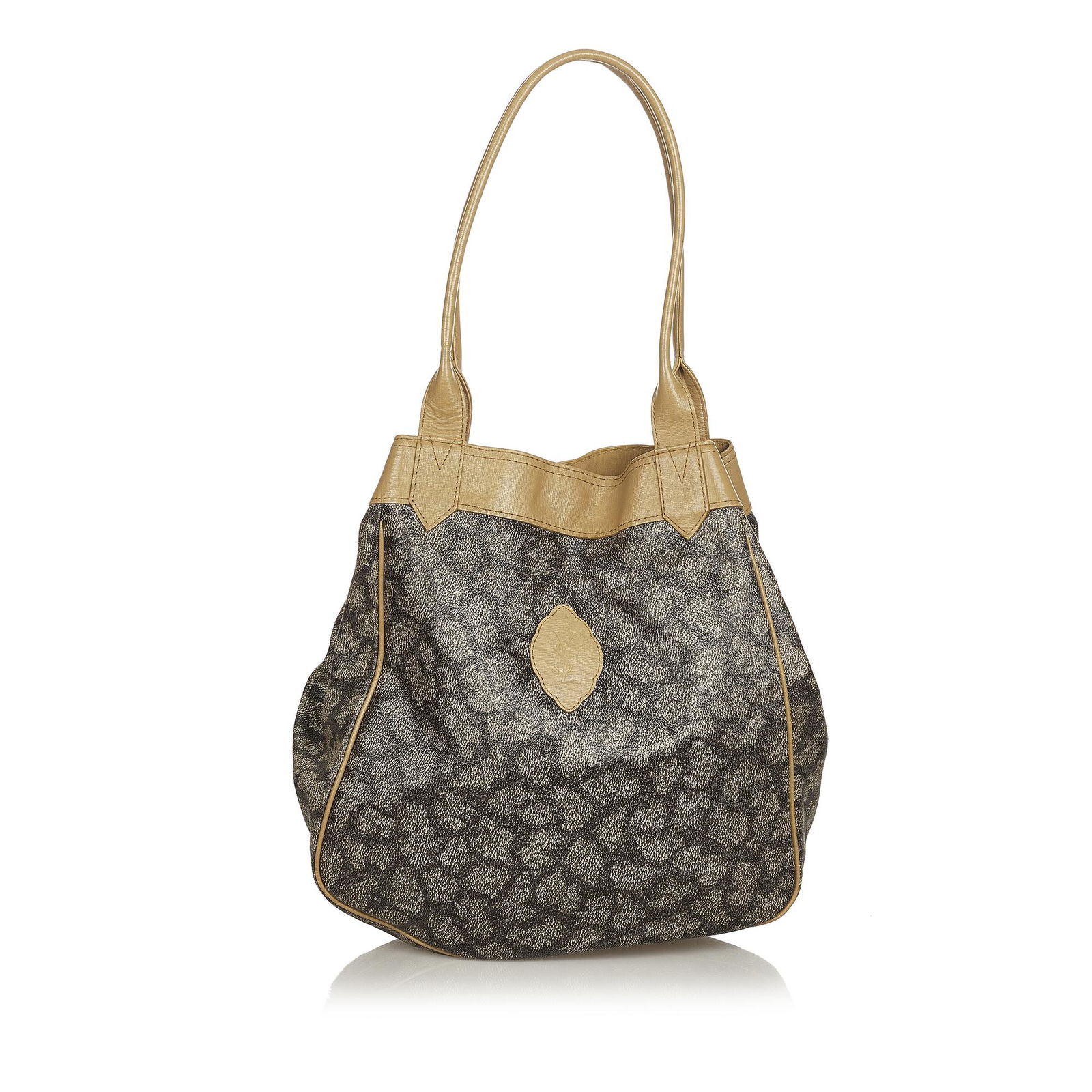 YSL Printed PVC Tote Bag: YSL Printed PVC Tote Bag This tote bag features a printed PVC body with leather trim flat straps a top magnetic snap button closure and interior zip and slip pockets. Brand: YSL Model: Printed PVC Tot