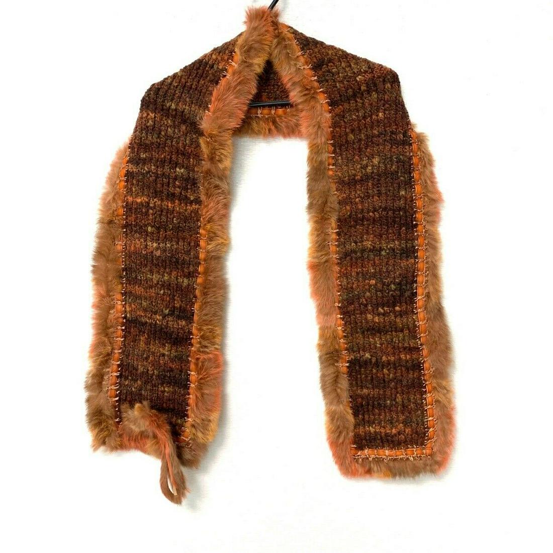 ANNA SUI Brown Orange Multi Wool Nylon Rayon Rabbit(Lapin) Scarf: ANNA SUI Brown Orange Multi Wool Nylon Rayon Rabbit(Lapin) Scarf Brand: ANNA SUI Style: Scarf Color: Brown Orange Multi Material: Wool Nylon Rayon Rabbit(Lapin) Accessories: None Type: Scarf B: Reason