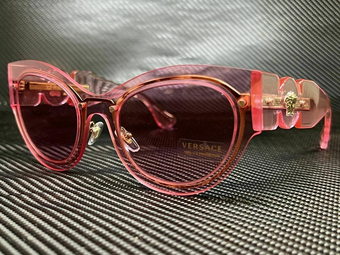 VERSACE VE2234 125284 Transparent Pink Cat Eye 53 mm Women's Sunglasses: VERSACE VE2234 125284 Transparent Pink Cat Eye 53 mm Women's Sunglasses Brand: Versace Frame Color: Pink Style: Cat Eye Type: Sunglasses New The BIDHAUS Guarantee: All items in this auction are guaran