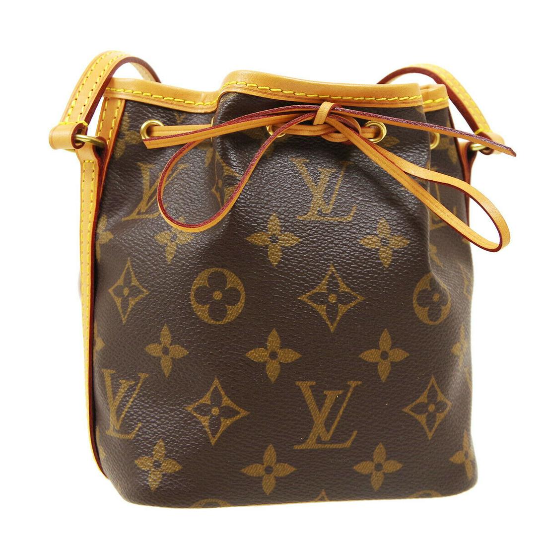 LOUIS VUITTON NANO NOE DRAWSTRING SHOULDER BAG AR3105 MONOGRAM M41346: LOUIS VUITTON NANO NOE DRAWSTRING SHOULDER BAG AR3105 MONOGRAM M41346 Size: Small Accents: Logo Model: NANO NOE Style: Shoulder Bag Handle Style: Crossbody Strap Bag Height: 6.1 Product Line: Louis Vu