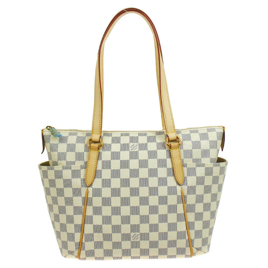 LOUIS VUITTON TOTALLY PM HAND TOTE BAG PURSE DAMIER AZUR N41280 DU0192: LOUIS VUITTON TOTALLY PM HAND TOTE BAG PURSE DAMIER AZUR N41280 DU0192 Size: Medium Accents: Logo Style: Tote Handle Style: Double Handles Bag Height: 9.4 Exterior Color: Azur Product Line: Louis Vuit