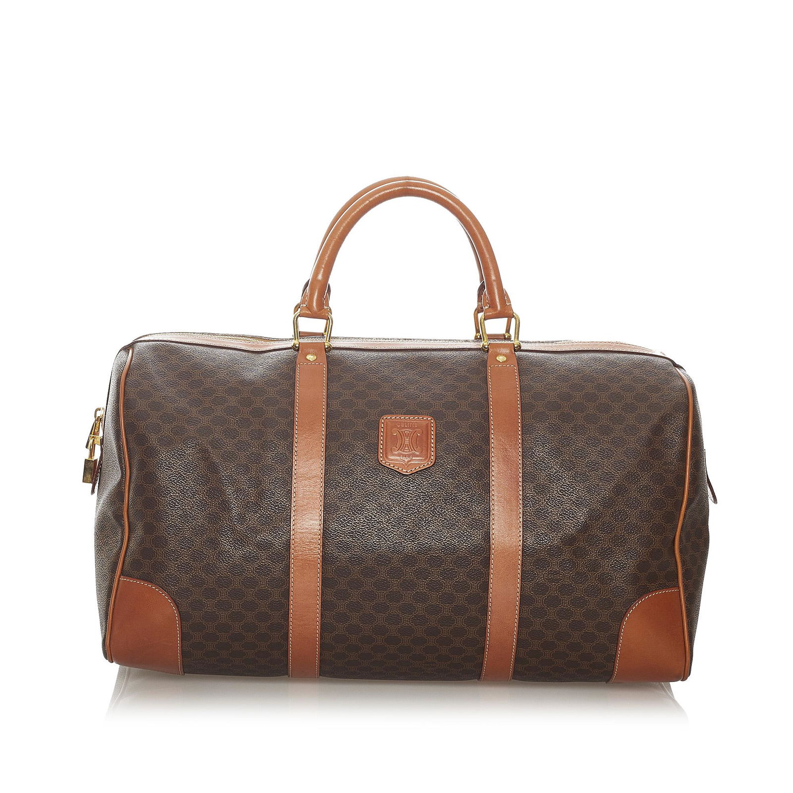 Celine Macadam Boston Bag: Celine Macadam Boston Bag This boston bag features a PVC body with leather trim rolled leather handles a top zip closure and an interior zip pocket. Brand: Celine Model: Macadam Boston Bag Origin: Fra