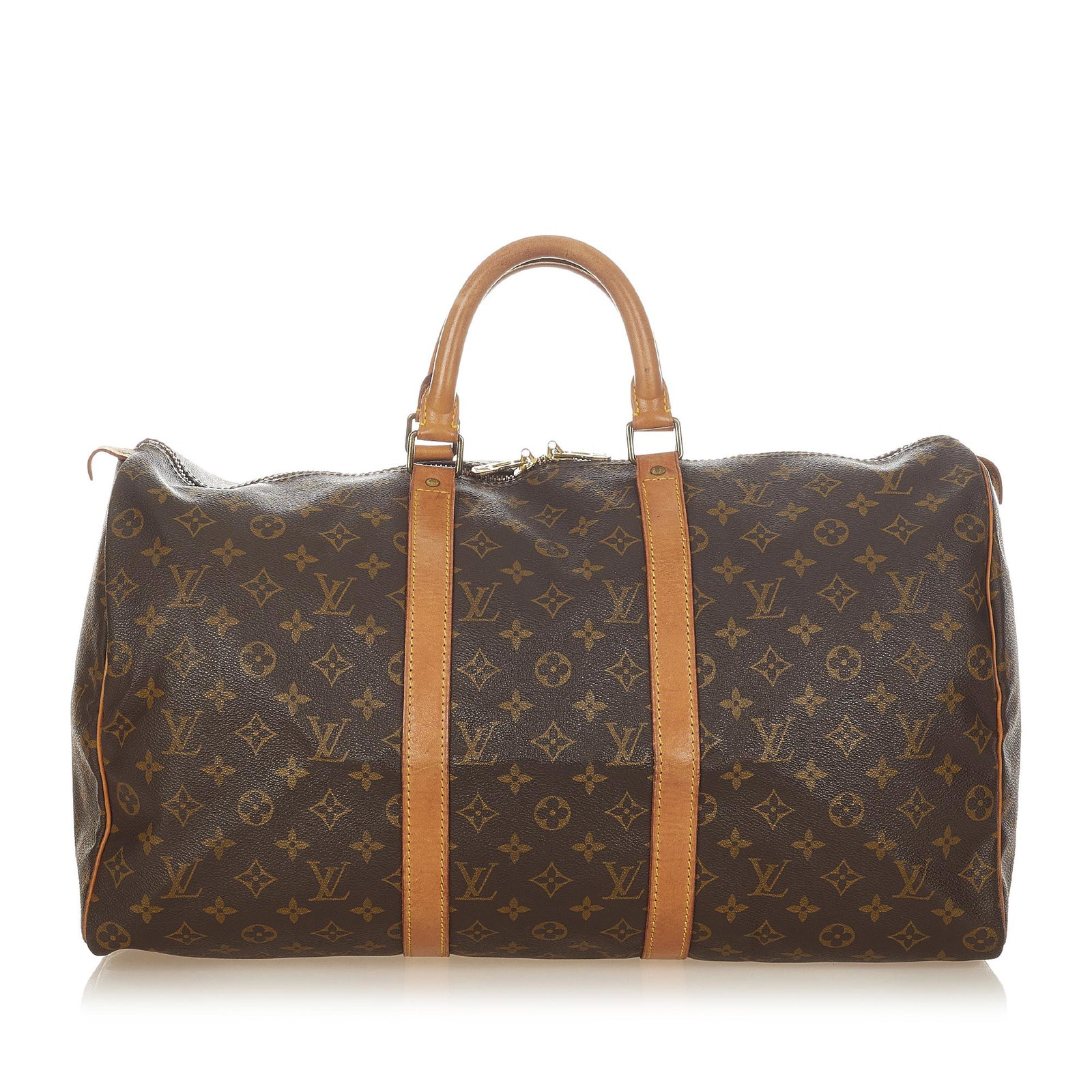 Louis Vuitton Monogram Keepall 50: Louis Vuitton Monogram Keepall 50 The Keepall 50 features a monogram canvas body rolled leather handles and a top zip closure. Brand: Louis Vuitton Model: Monogram Keepall 50 Origin: France Category: 