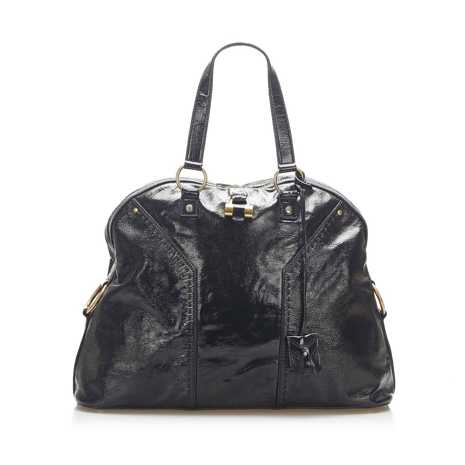 YSL Muse Patent Leather Shoulder Bag: YSL Muse Patent Leather Shoulder Bag The Muse features a patent leather body flat leather straps gold-tone hardware a clochette a top zip closure and an interior zip pocket. Brand: YSL Model: Muse Pat