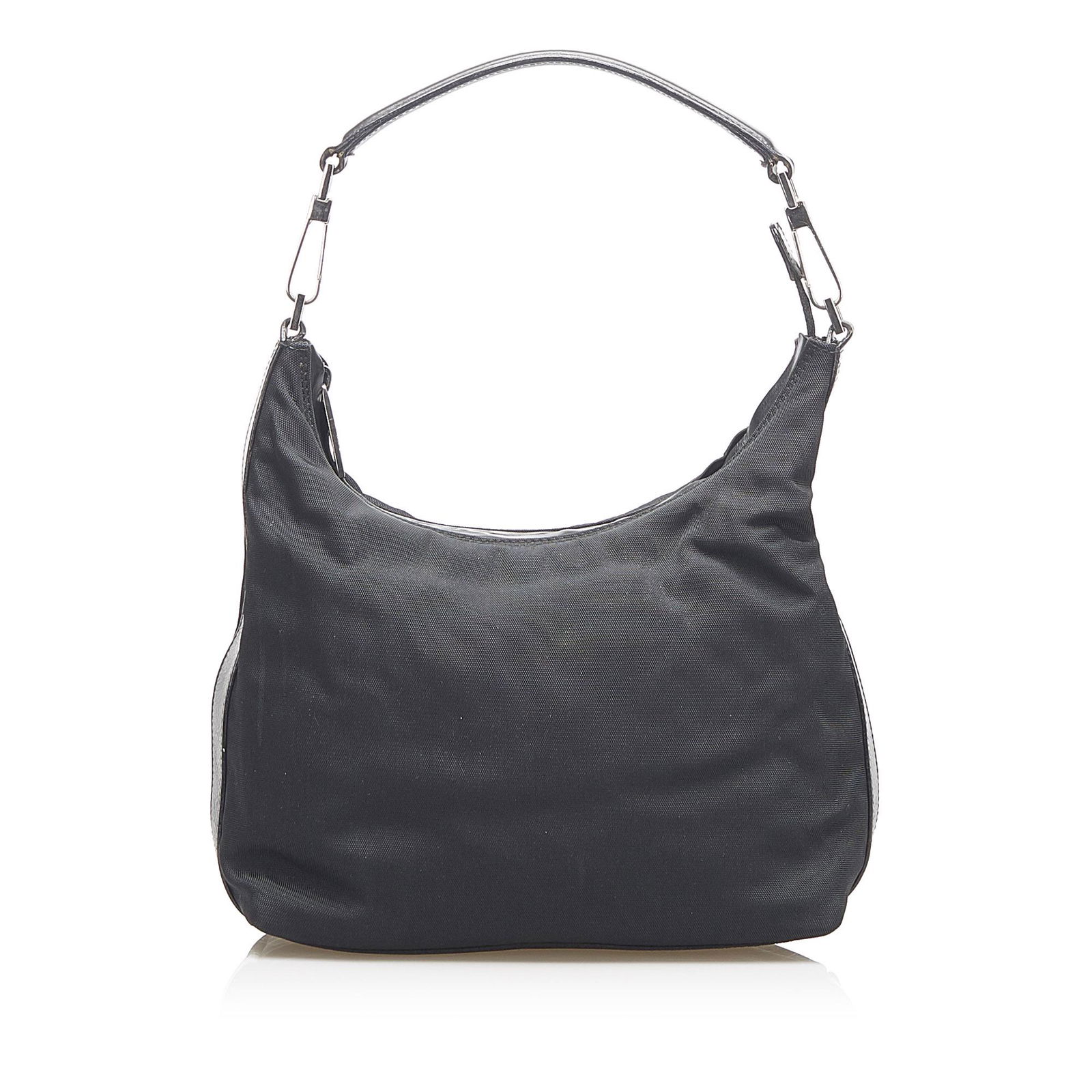 Gucci Canvas Shoulder Bag: Gucci Canvas Shoulder Bag This shoulder bag features a canvas body with leather trim a rolled leather strap a top zip closure and an interior zip pocket. Brand: Gucci Model: Canvas Shoulder Bag Origin