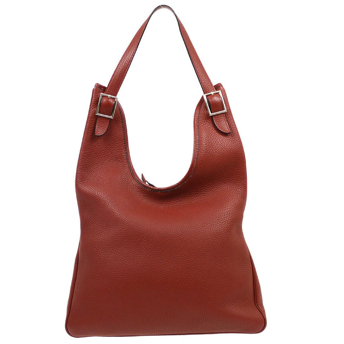 HERMES Massai PM Shoulder Bag Purse RI 13 Rouge H Taurillon Clemence: HERMES Massai PM Shoulder Bag Purse RI 13 Rouge H Taurillon Clemence Size: Medium Accents: Logo Model: HERMES Massai PM Style: Shoulder Bag Handle Style: Shoulder Strap Bag Height: 16.5 Product Line: