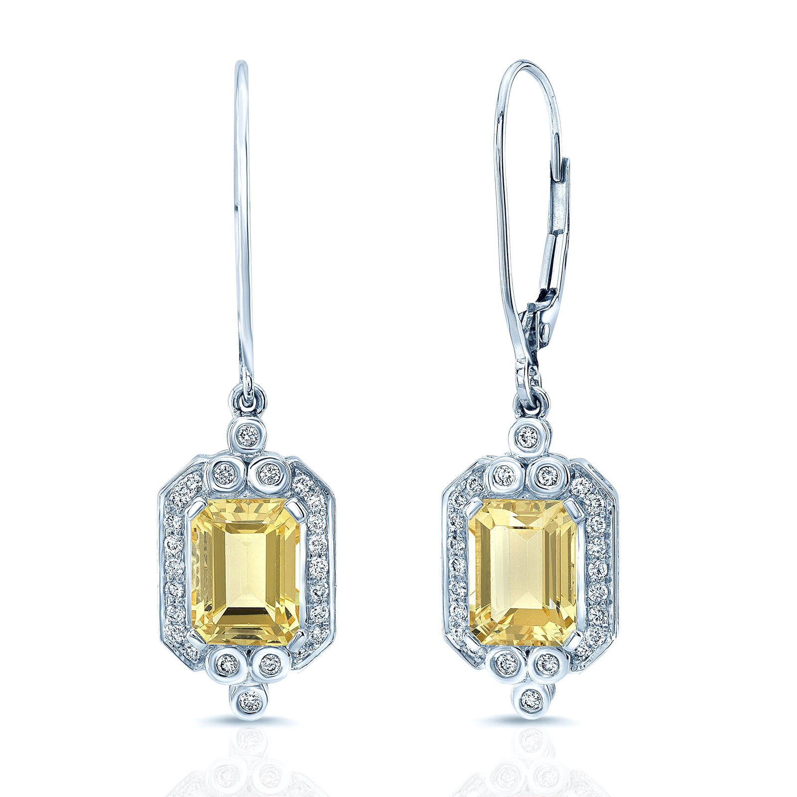 Golden Beryl And Diamond Earrings In 14k White Gold (1/5 Ct. Tw.): Golden Beryl And Diamond Earrings In 14k White Gold (1/5 Ct. Tw.) These Elegant Golden Beryl Gemstone Earrings Are Exquisitely Set In A 14k White Gold Setting Beautifully Highlighted By Brilliant Cut 