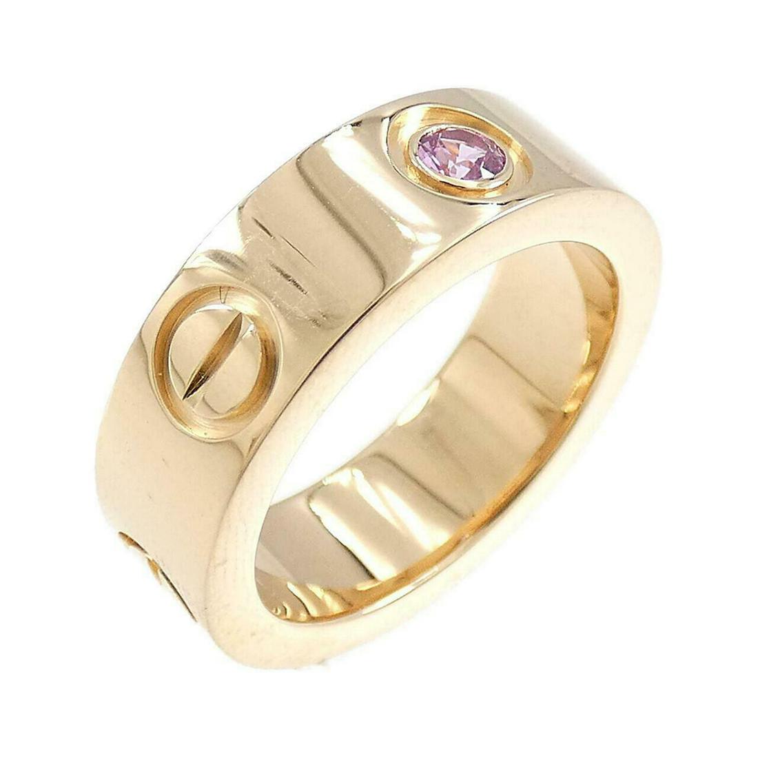 Cartier Love Ring 1P Ring: Cartier Love Ring 1P Ring Brand: Cartier Style: Ring Material: 750 Pink gold Gender: Ladies Size: 6.5 (JPN size)(46) Accessories: No accessories Main Stone: Sapphire Actualsize: W: 5.6mm Centerstone: