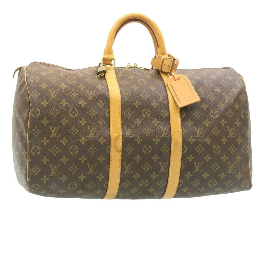 LOUIS VUITTON Monogram Keepall 50 Boston Bag M41426 LV: LOUIS VUITTON Monogram Keepall 50 Boston Bag M41426 LV Brand: LOUIS VUITTON Style: Boston Bag Exterior Material: Monogram Canvas Exterior Color: Monogram Bag Height: 9.8inch(Approx) / 25cm(Approx) Bag