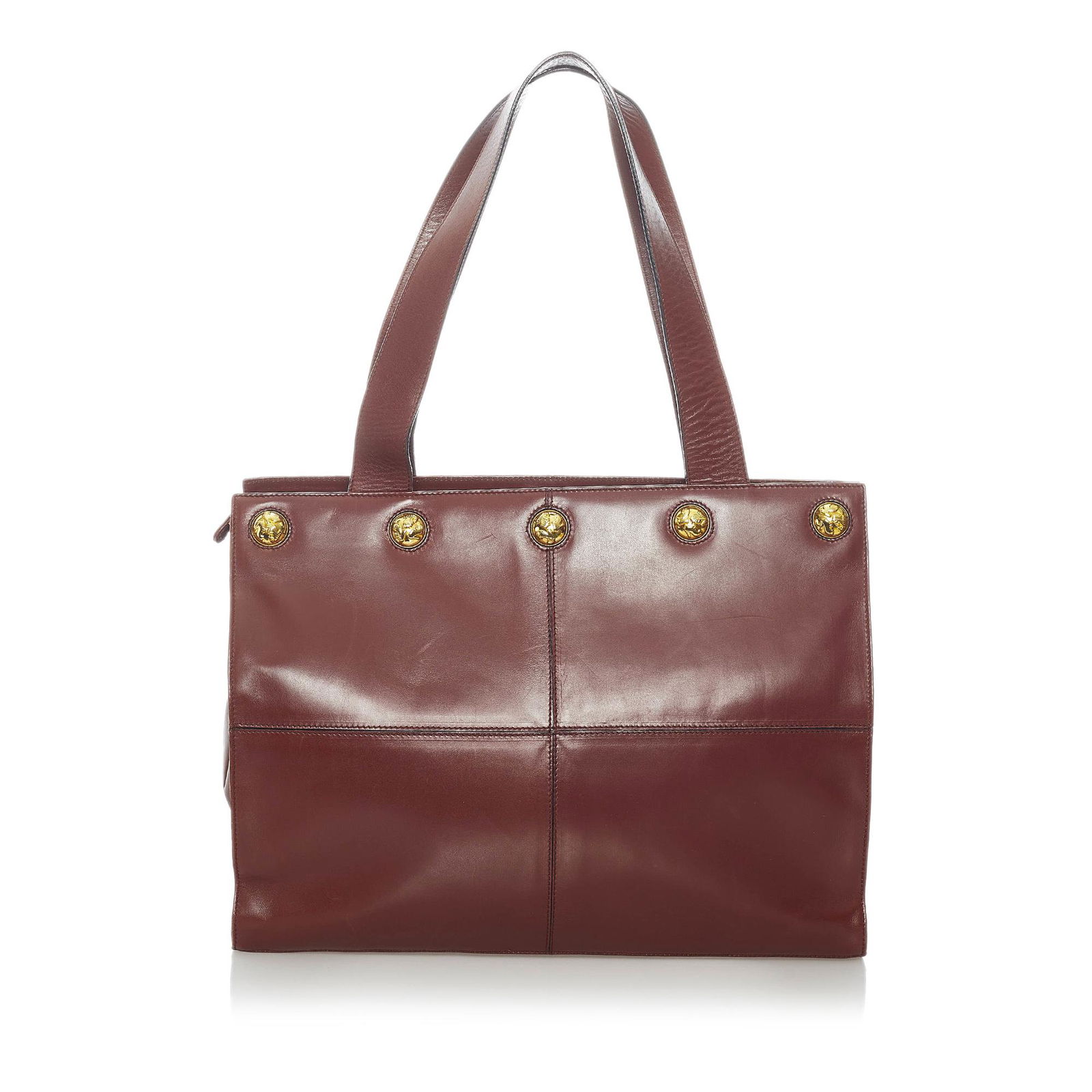 Ferragamo Leather Tote Bag: Ferragamo Leather Tote Bag This tote bag features a leather body flat leather straps and an open top. Brand: Ferragamo Model: Leather Tote Bag Origin: Italy Category: Bags Color: Red Style: Others Mat